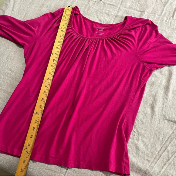Talbots Fuchsia  3/4 sleeve scoop neck pleated Size XLarge holiday work wear - Picture 6 of 6